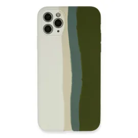 Newface Iphone 11 Pro Kılıf Ebruli Lansman Silikon - Beyaz-Yeşil