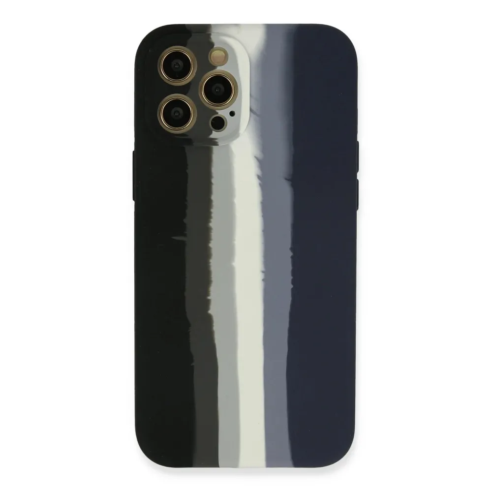 Newface Iphone 12 Pro Kılıf Ebruli Lansman Silikon - Siyah-Lacivert