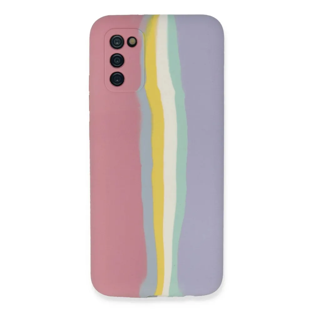 Newface Samsung Galaxy A03S Kılıf Ebruli Lansman Silikon - Pembe-Lila