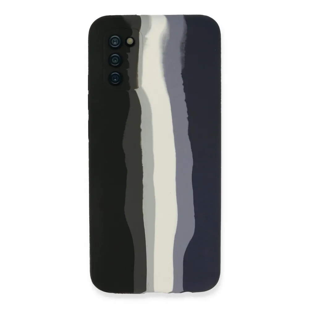 Newface Samsung Galaxy A03S Kılıf Ebruli Lansman Silikon - Siyah-Lacivert