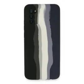 Newface Samsung Galaxy A03S Kılıf Ebruli Lansman Silikon - Siyah-Lacivert