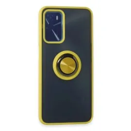 Newface Oppo A16 Kılıf Montreal Yüzüklü Silikon Kapak - Sarı