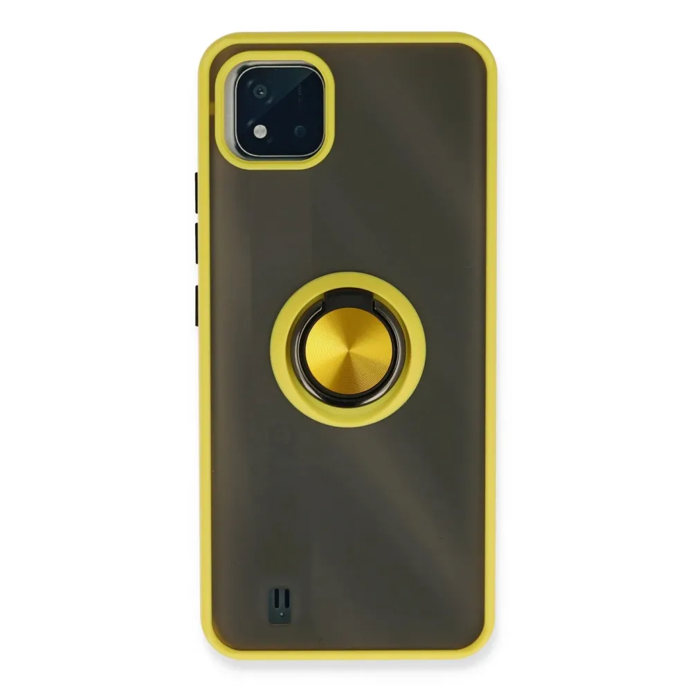 Newface Realme C11 2021 Kılıf Montreal Yüzüklü Silikon Kapak - Sarı