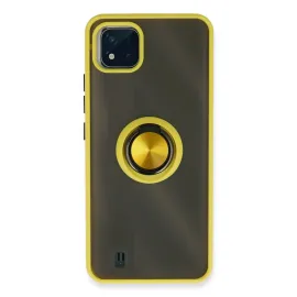 Newface Realme C11 2021 Kılıf Montreal Yüzüklü Silikon Kapak - Sarı