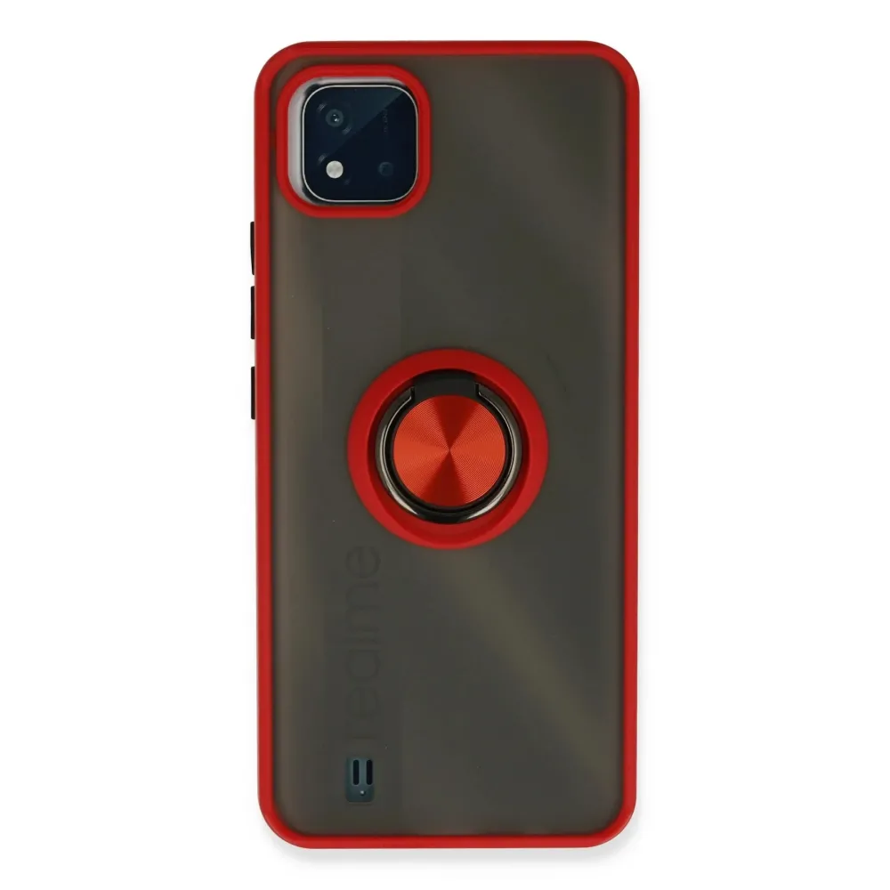 Newface Realme C11 2021 Kılıf Montreal Yüzüklü Silikon Kapak - Kırmızı