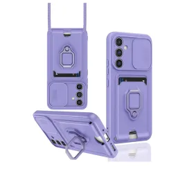 Newface Samsung Galaxy A14 4G Kılıf Zuma Kartvizitli Yüzüklü Silikon - Lila