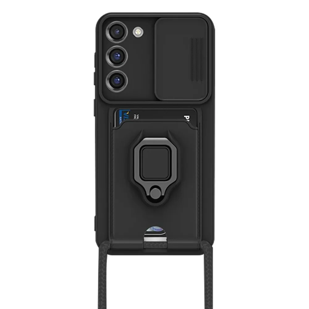 Newface Samsung Galaxy S23 Plus Kılıf Zuma Kartvizitli Yüzüklü Silikon - Siyah