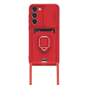 Newface Samsung Galaxy S23 Plus Kılıf Zuma Kartvizitli Yüzüklü Silikon - Kırmızı