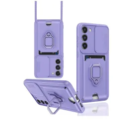 Newface Samsung Galaxy S23 Plus Kılıf Zuma Kartvizitli Yüzüklü Silikon - Lila