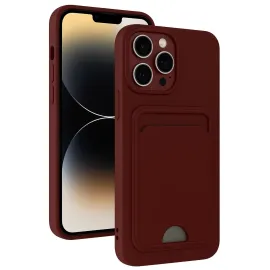Newface Iphone 13 Pro Max Kılıf Kelvin Kartvizitli Silikon - Bordo