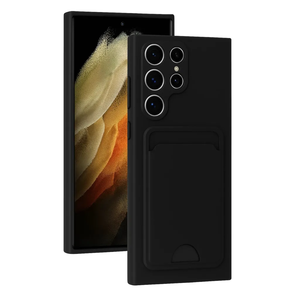 Newface Samsung Galaxy S24 Ultra Kılıf Kelvin Kartvizitli Silikon - Siyah