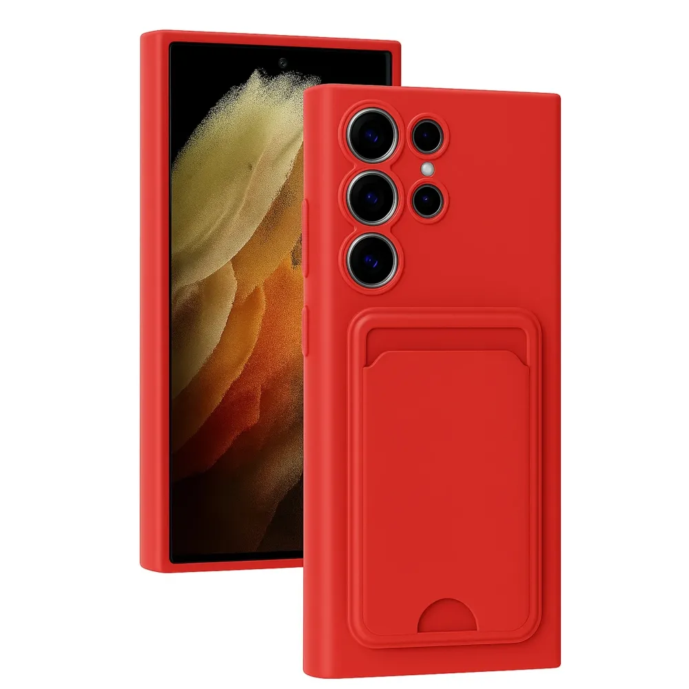 Newface Samsung Galaxy S24 Ultra Kılıf Kelvin Kartvizitli Silikon - Kırmızı