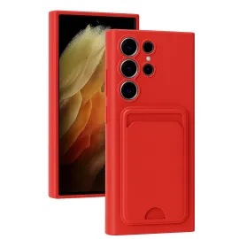 Newface Samsung Galaxy S24 Ultra Kılıf Kelvin Kartvizitli Silikon - Kırmızı