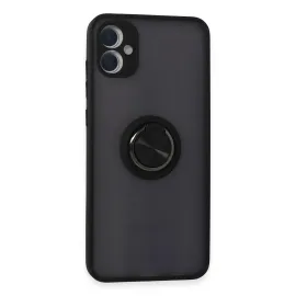 Newface Samsung Galaxy A05 Kılıf Montreal Yüzüklü Silikon Kapak - Siyah