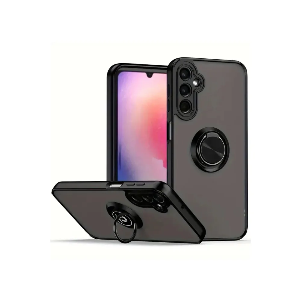 Newface Samsung Galaxy A05S Kılıf Montreal Yüzüklü Silikon Kapak - Siyah