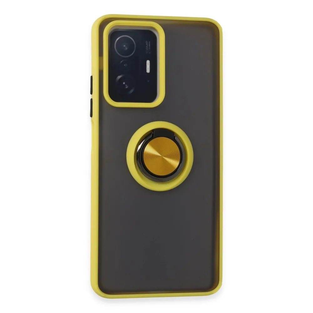 Newface Xiaomi Mi 11T Pro Kılıf Montreal Yüzüklü Silikon Kapak - Sarı
