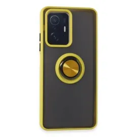 Newface Xiaomi Mi 11T Pro Kılıf Montreal Yüzüklü Silikon Kapak - Sarı