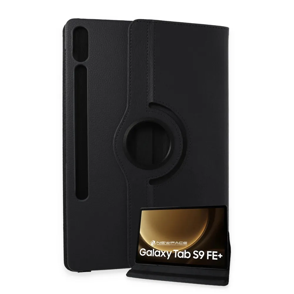 Newface Samsung Galaxy X610 Tab S9 FE Plus 12.4 Kılıf 360 Tablet Deri Kılıf - Siyah