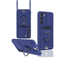 Newface Samsung Galaxy S24 Plus Kılıf Zuma Kartvizitli Yüzüklü Silikon - Lacivert