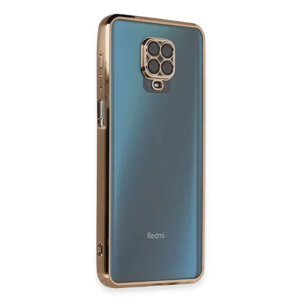 Newface Xiaomi Redmi Note 9 Pro Kılıf Razer Lensli Silikon - Gold