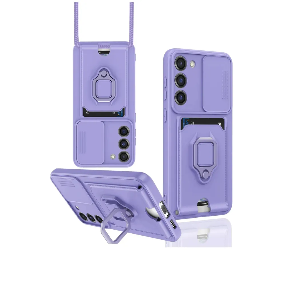 Newface Samsung Galaxy S24 Plus Kılıf Zuma Kartvizitli Yüzüklü Silikon - Lila
