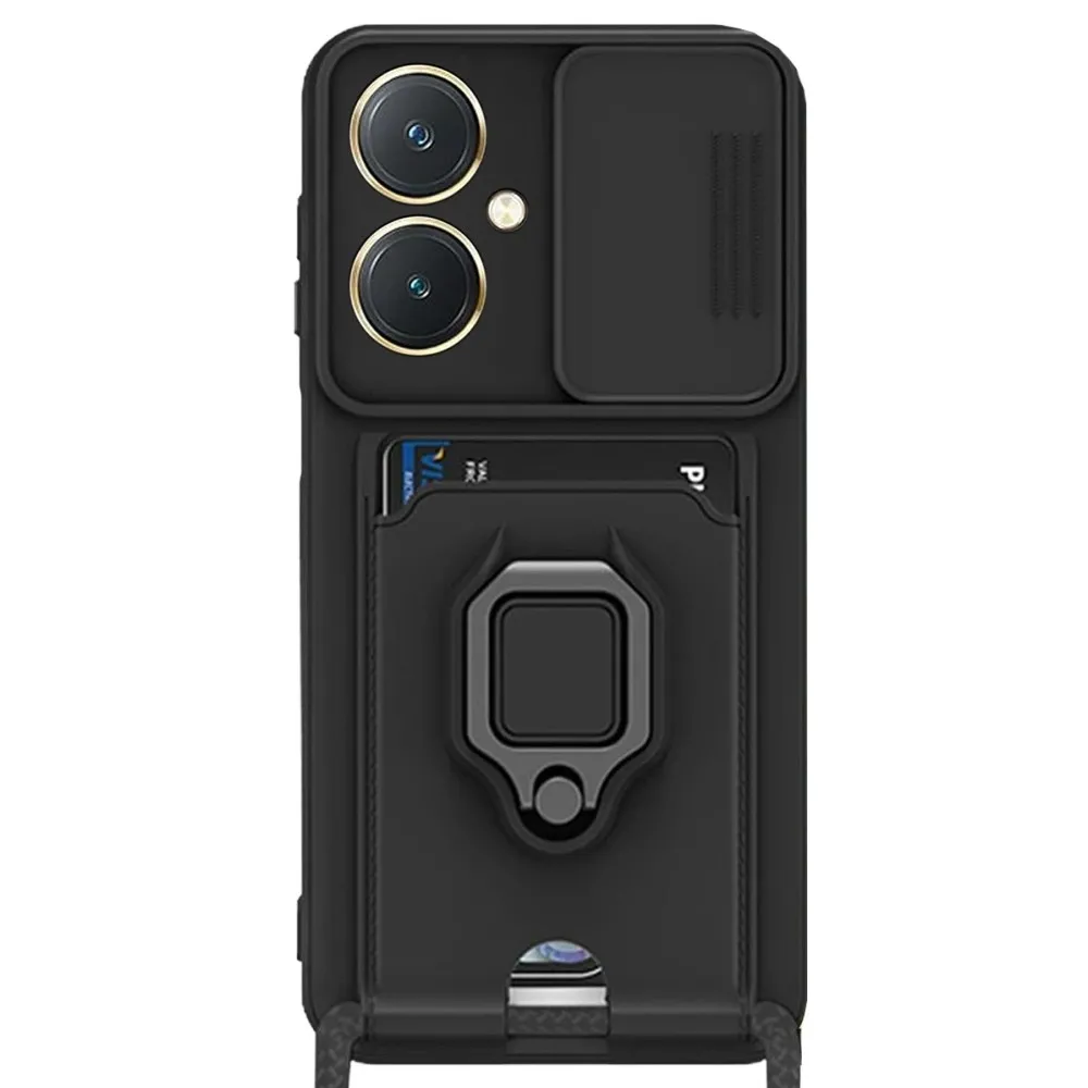 Newface Vivo Y27 Kılıf Zuma Kartvizitli Yüzüklü Silikon - Siyah