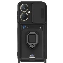 Newface Vivo Y27 Kılıf Zuma Kartvizitli Yüzüklü Silikon - Siyah
