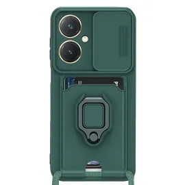 Newface Vivo Y27 Kılıf Zuma Kartvizitli Yüzüklü Silikon - Yeşil