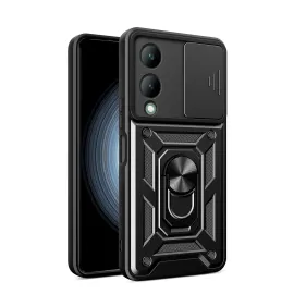 Newface Vivo Y17S Kılıf Pars Lens Yüzüklü Silikon - Siyah