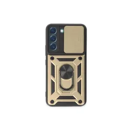 Newface Samsung Galaxy S24 Kılıf Pars Lens Yüzüklü Silikon - Gold