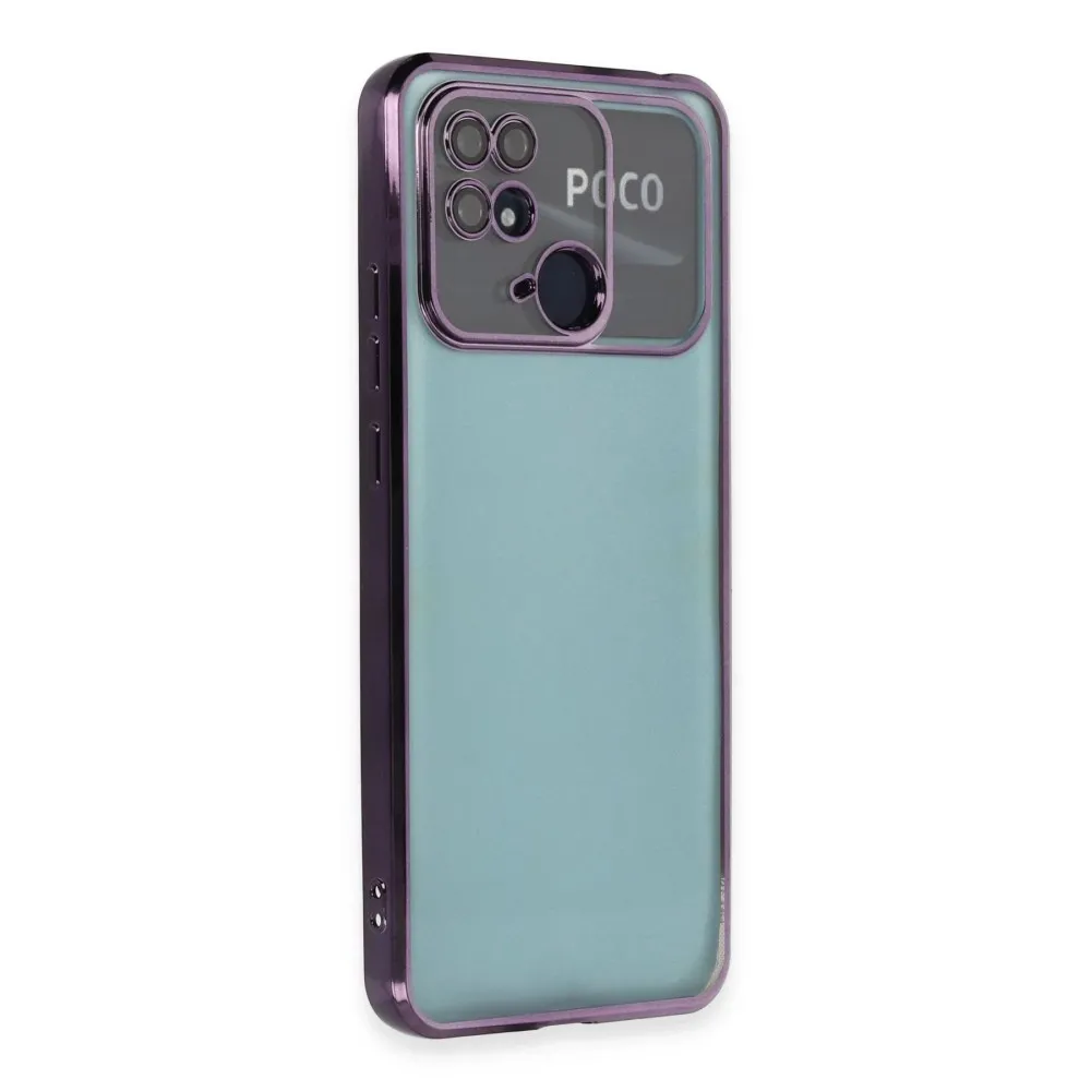 Newface Xiaomi Redmi 10C Kılıf Razer Lensli Silikon - Mor