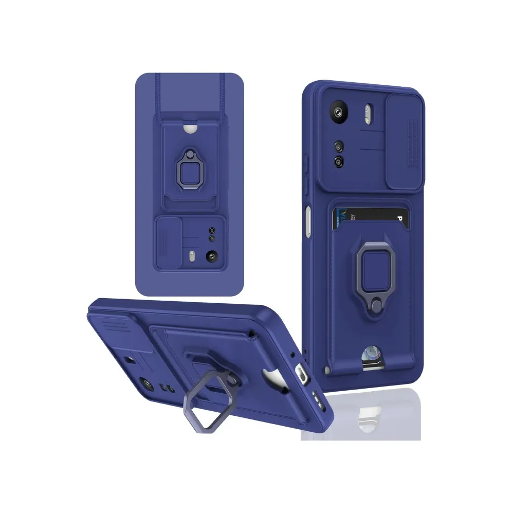 Newface Xiaomi Redmi 13C Kılıf Zuma Kartvizitli Yüzüklü Silikon - Lacivert