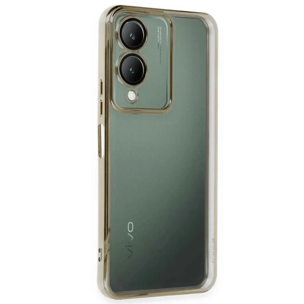 Newface Vivo Y17S Kılıf Razer Lensli Silikon - Gold