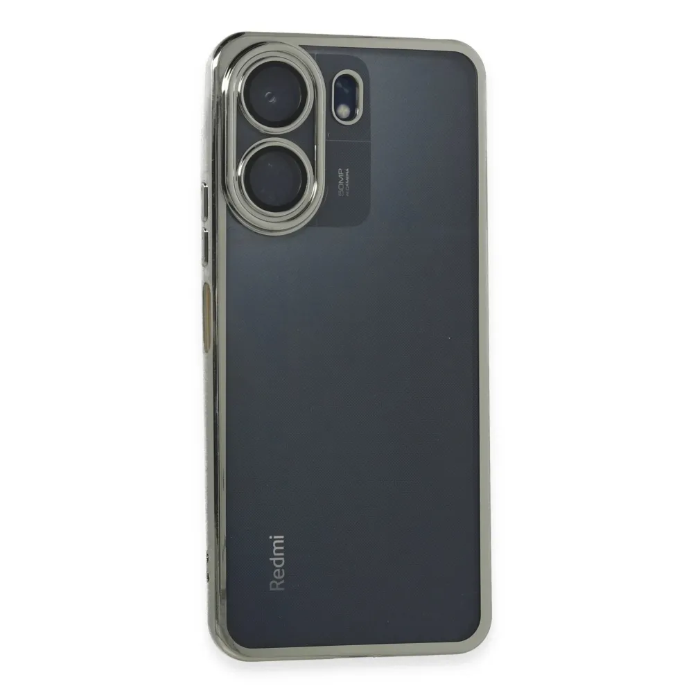 Newface Xiaomi Redmi 13C Kılıf Razer Lensli Silikon - Gümüş