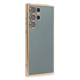 Newface Samsung Galaxy S22 Ultra Kılıf Razer Lensli Silikon - Gold