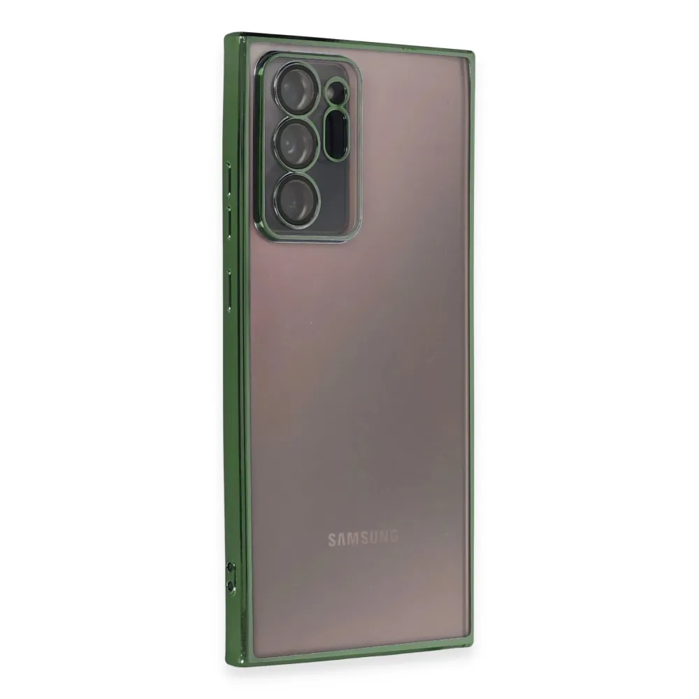 Newface Samsung Galaxy Note 20 Ultra Kılıf Razer Lensli Silikon - Yeşil