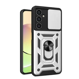 Newface Samsung Galaxy A25 5G Kılıf Pars Lens Yüzüklü Silikon - Gümüş