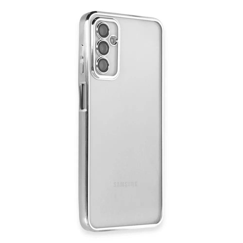 Newface Samsung Galaxy M23 Kılıf Razer Lensli Silikon - Gümüş