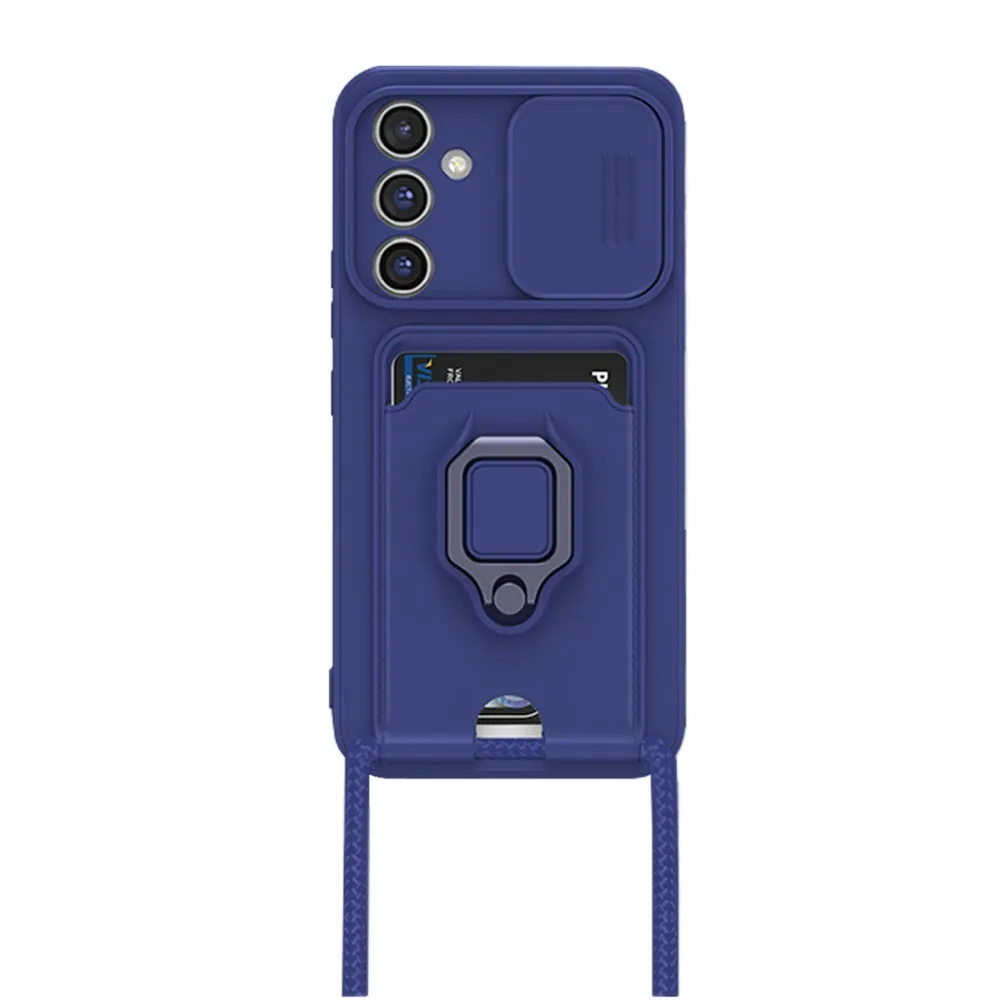 Newface Samsung Galaxy A25 5G Kılıf Zuma Kartvizitli Yüzüklü Silikon - Lacivert