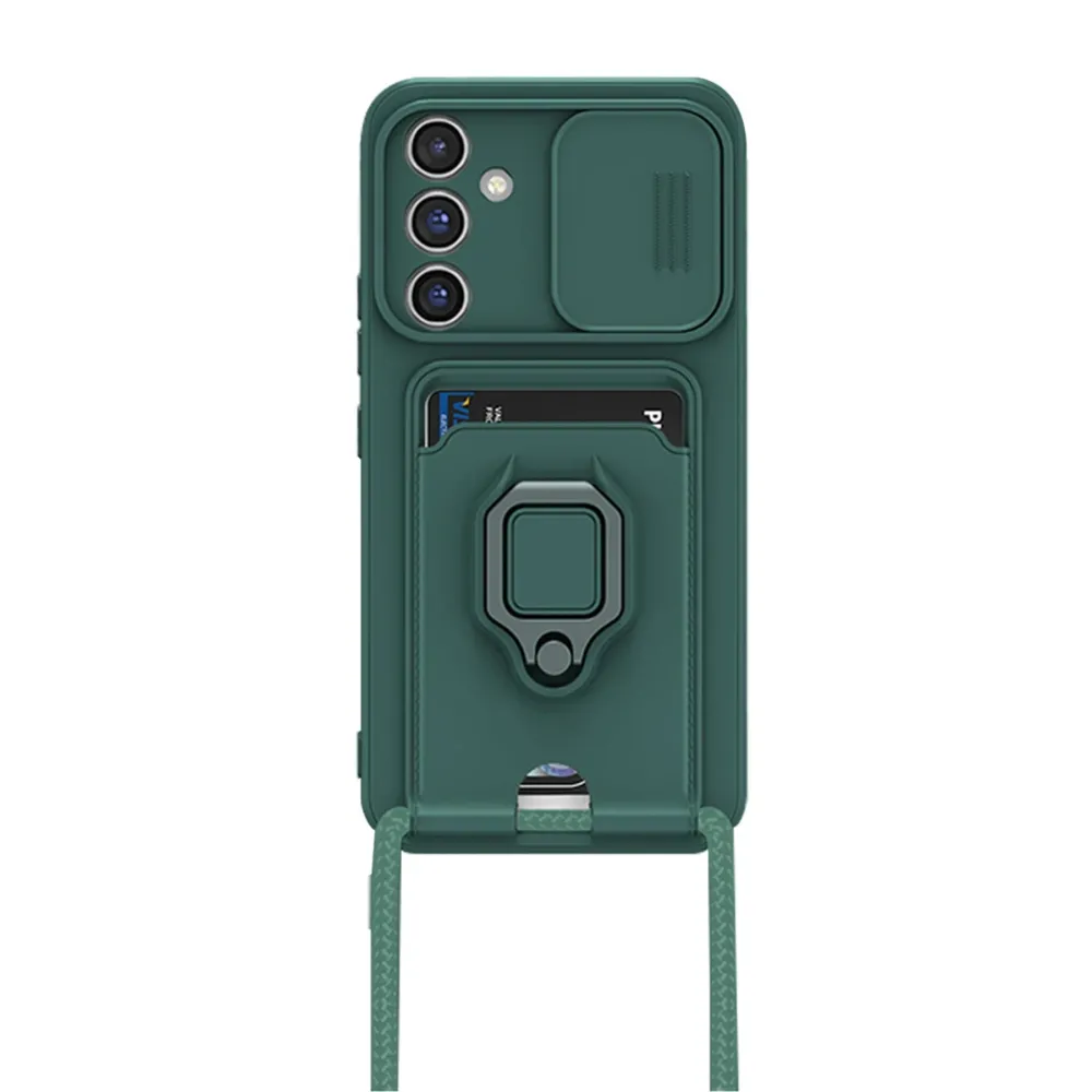 Newface Samsung Galaxy A25 5G Kılıf Zuma Kartvizitli Yüzüklü Silikon - Yeşil