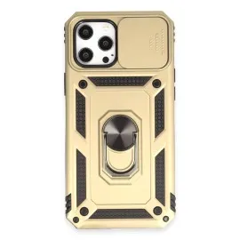 Newface Iphone 12 Pro Max Kılıf Pars Lens Yüzüklü Silikon - Gold