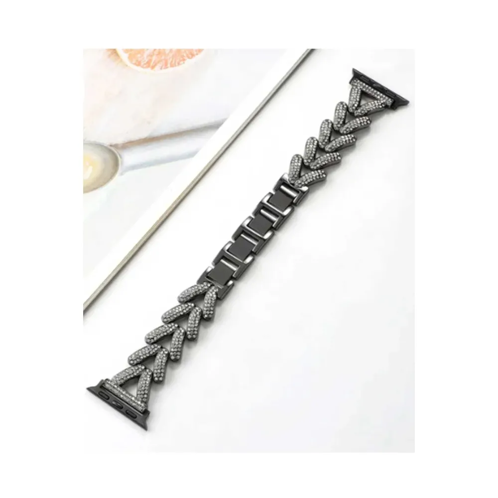 Newface Apple Watch 38mm Node Taşlı Kordon - Siyah