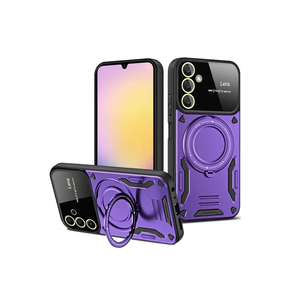 Newface Samsung Galaxy A14 4G Kılıf Joy Lens Standlı Kapak - Mor
