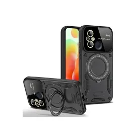 Newface Xiaomi Redmi 12C Kılıf Joy Lens Standlı Kapak - Siyah