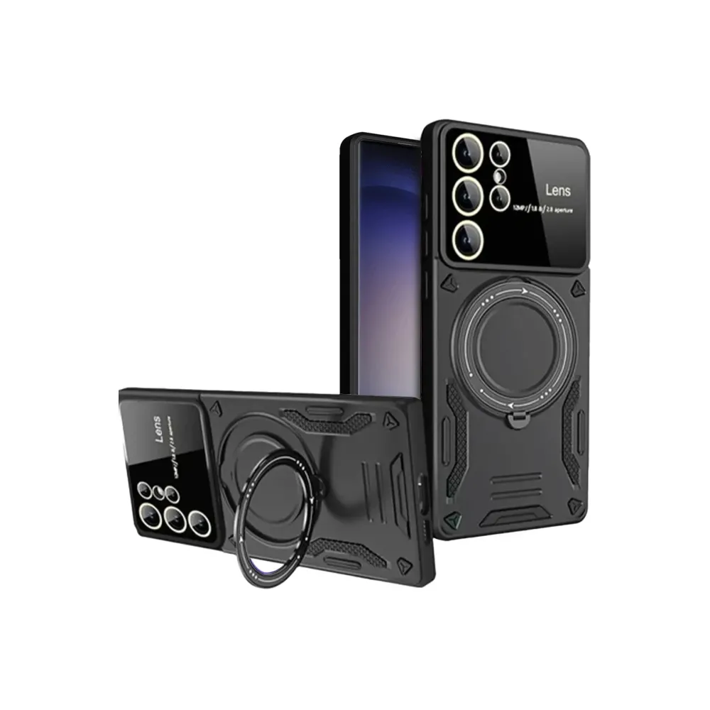 Newface Samsung Galaxy S25 Ultra Kılıf Joy Lens Standlı Kapak - Siyah