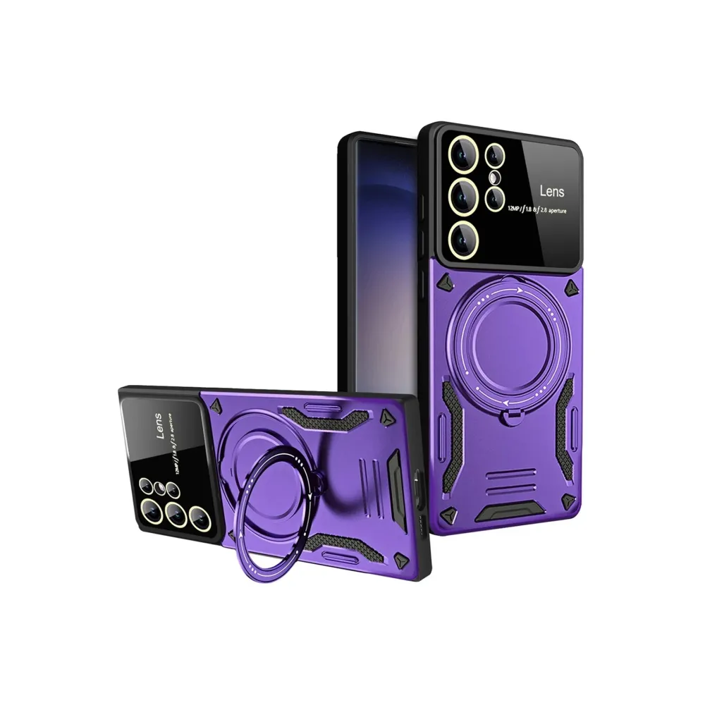 Newface Samsung Galaxy S25 Ultra Kılıf Joy Lens Standlı Kapak - Mor