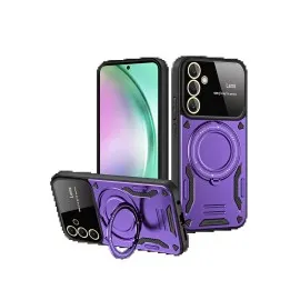 Newface Samsung Galaxy S24 Fe Kılıf Joy Lens Standlı Kapak - Mor