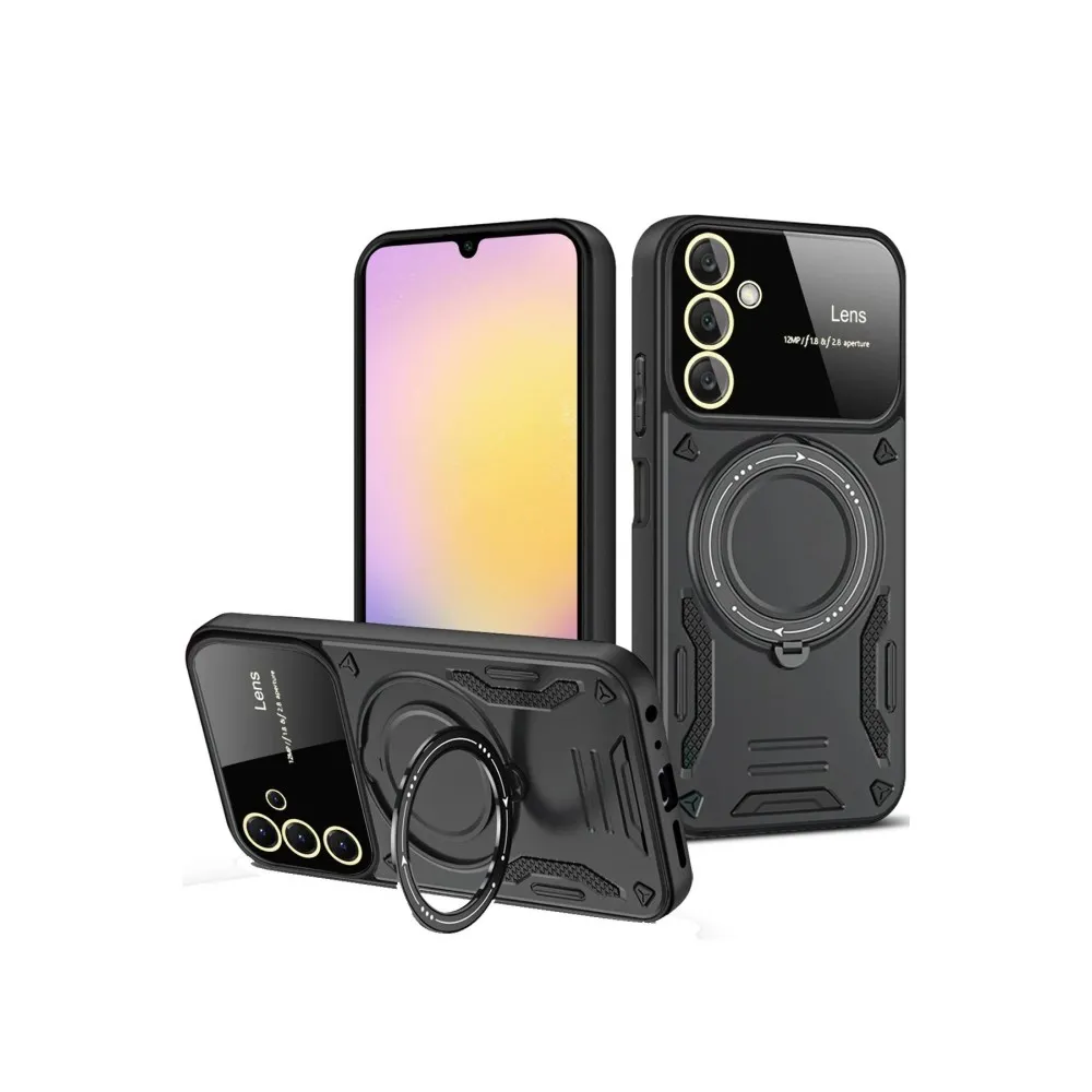 Newface Samsung Galaxy A36 Kılıf Joy Lens Standlı Kapak - Siyah