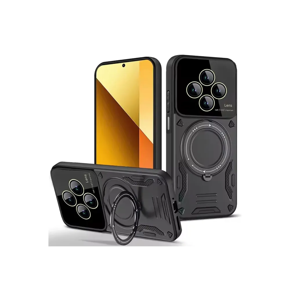 Newface Xiaomi Redmi 14C Kılıf Joy Lens Standlı Kapak - Siyah