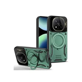 Newface Xiaomi Redmi Note 14 Pro 5G Kılıf Joy Lens Standlı Kapak - Koyu Yeşil